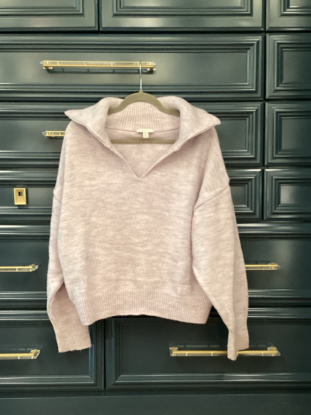 Topshop Lilac Purple V-Neck Collared Sweater